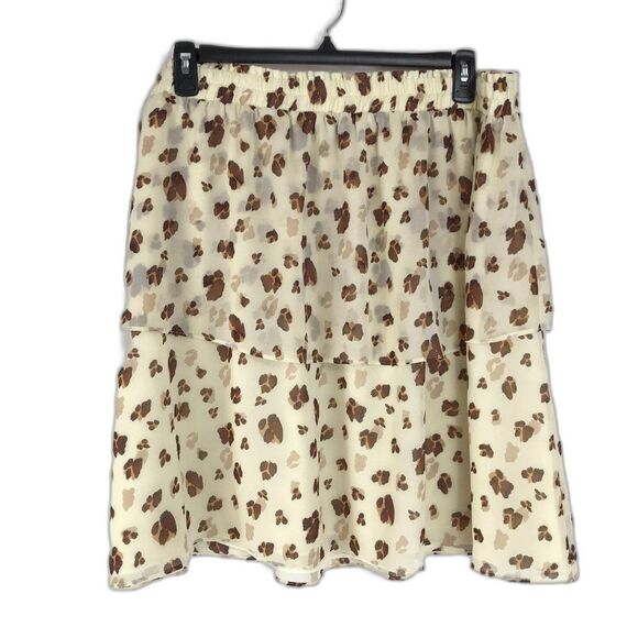 1. State Leopard Print Tiered Skirt Women's Plus 2X Chiffon Layered Lined Spring - Picture 1 of 9